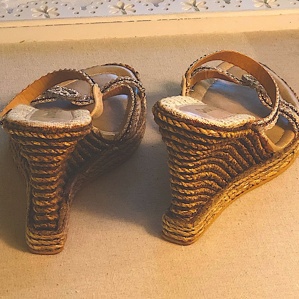 Costa Blanca Strappy Wedge Sandals With Rhinestone And Pearl Accents. Size 7 1/2 - Picture 7 of 14